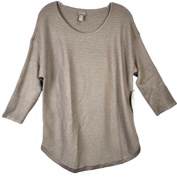 Chico's Size 3 NWT Pullover Sweater Beige Metallic Shimmer Size 18  XL #265 - Picture 1 of 8